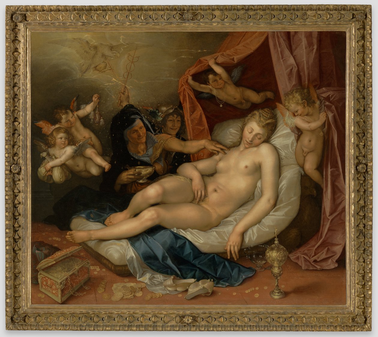 Spící Danaé připravovaná pro Jupitera od Hendrick Goltzius