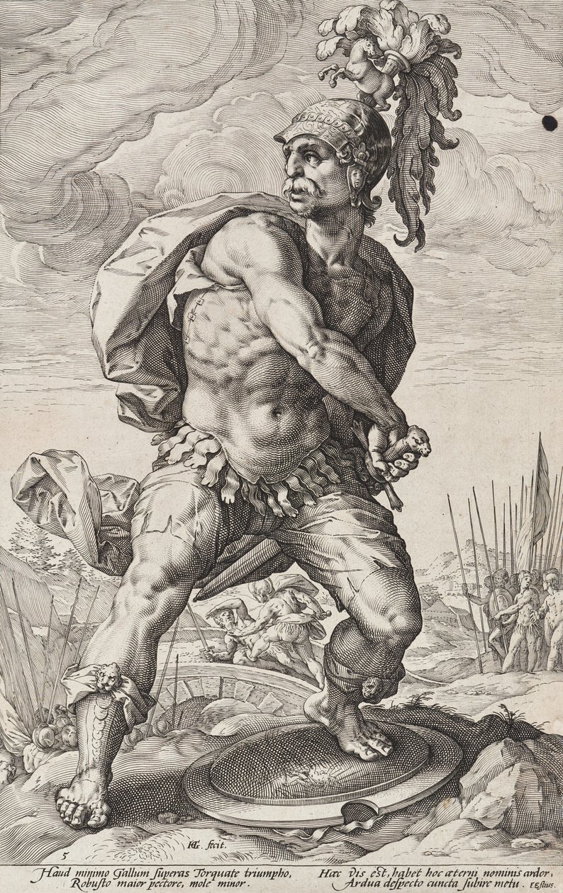 Titus Manlius Torquatus (Římští hrdinové, list 5) od Hendrick Goltzius