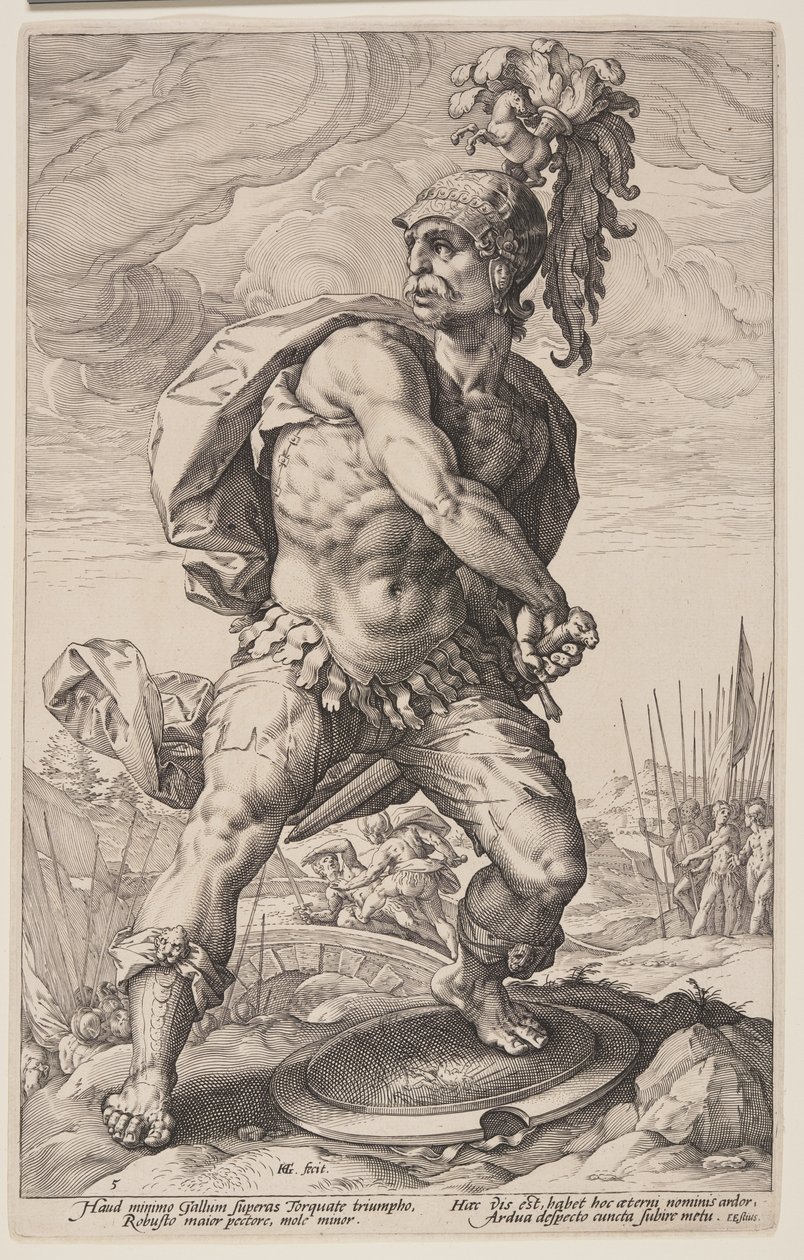 Titus Manlius Torquatus, z knihy Římští hrdinové od Hendrick Goltzius