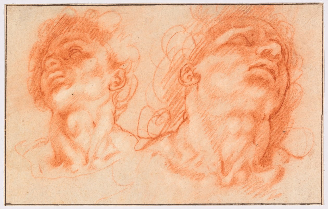 Dvě mužské hlavy po antice, synové Laocoöna od Hendrick Goltzius