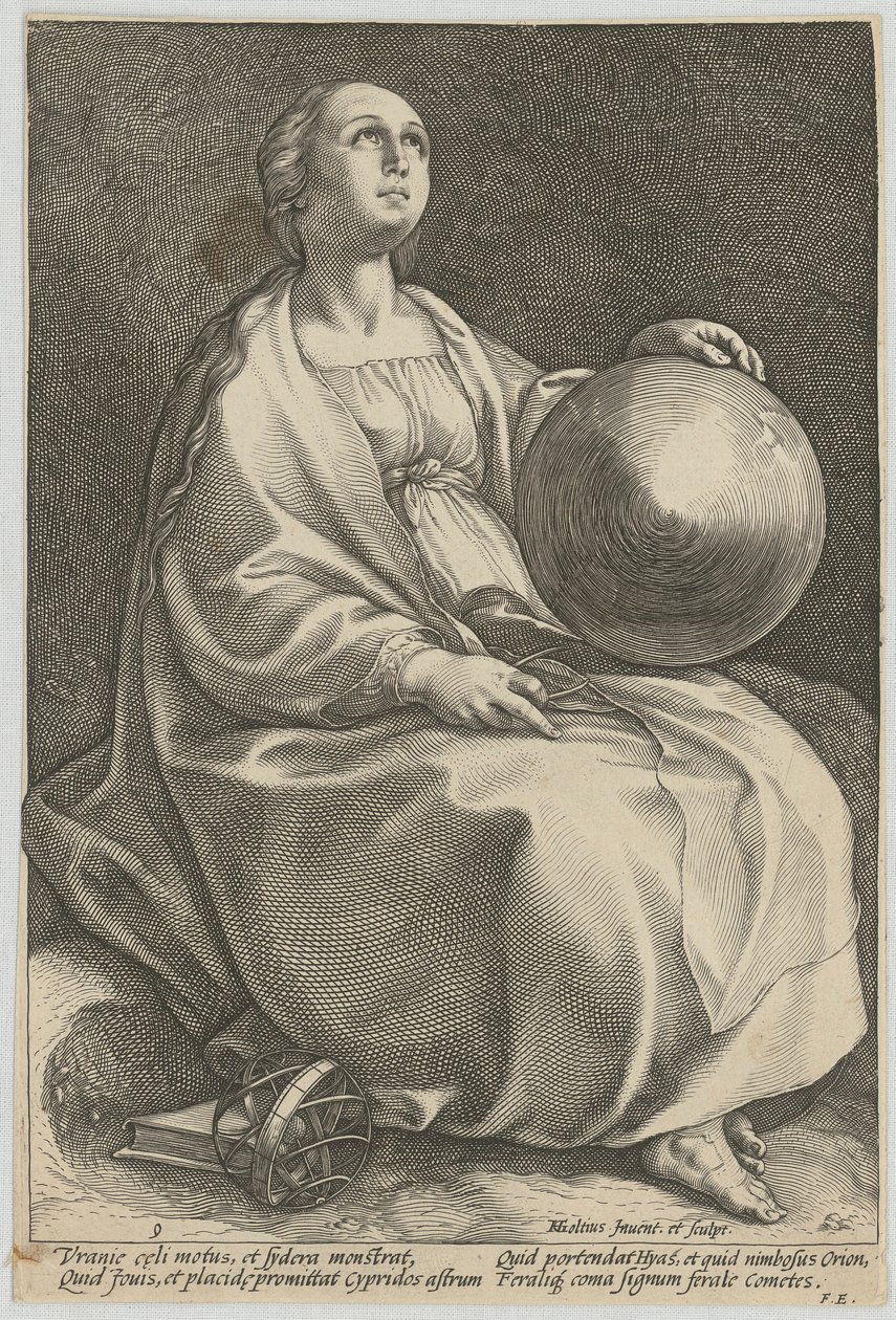 Urania, list č. 9 ze série „Devět múz“ od Hendrick Goltzius