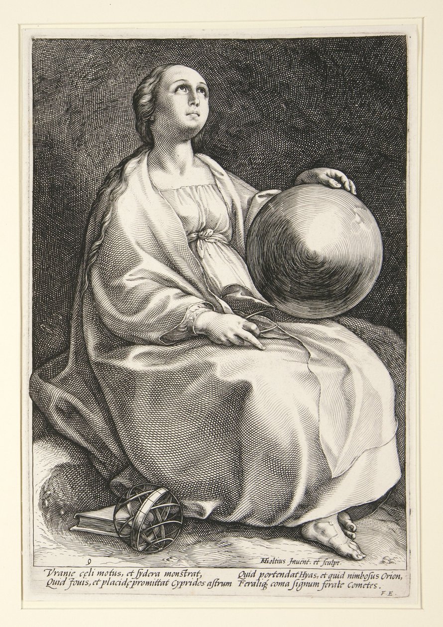 Urania, deska č. 9 ze série „Devět múz“ od Hendrick Goltzius
