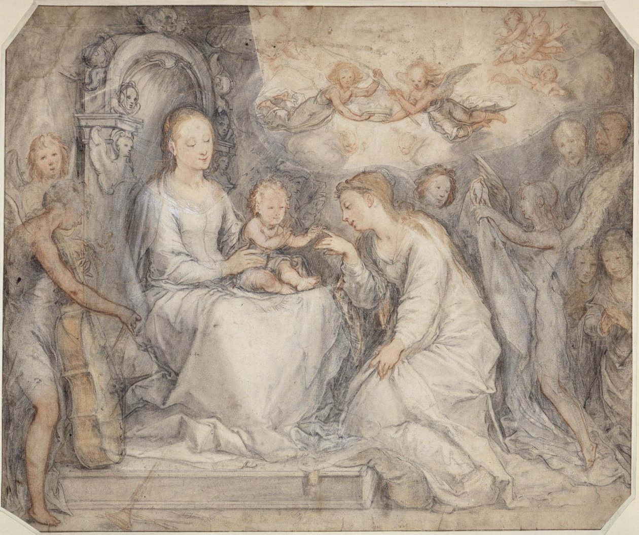 Sňatek svaté Kateřiny od Hendrick Goltzius
