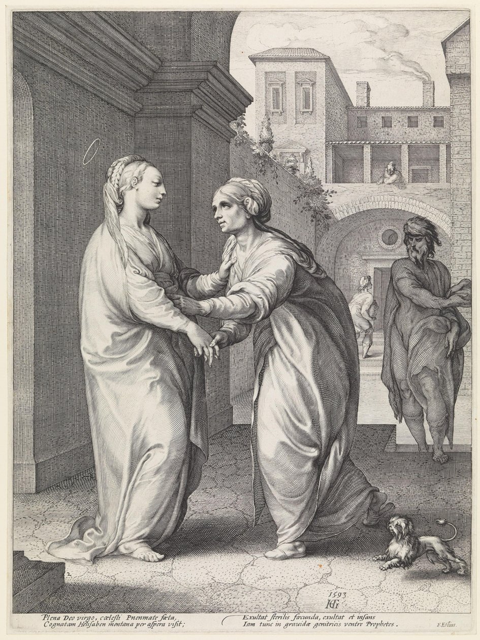 Návštěva, Marie a její sestřenice Alžběta od Hendrick Goltzius