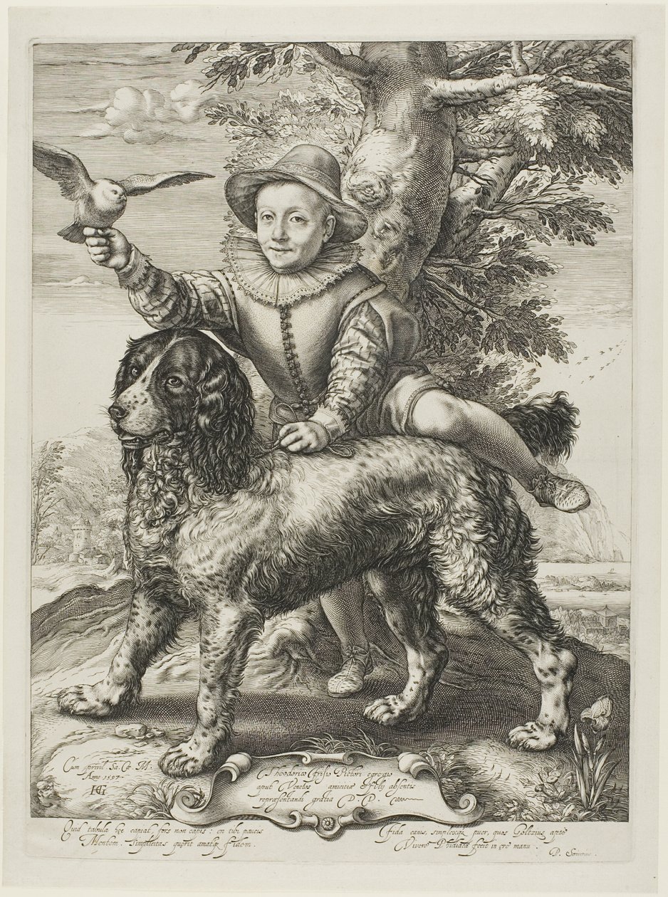 Vries, Frederik de (zemřel 1613), syn malíře Dircka de Vriese, Goltziův žák, s Goltziovým psem od Hendrick Goltzius