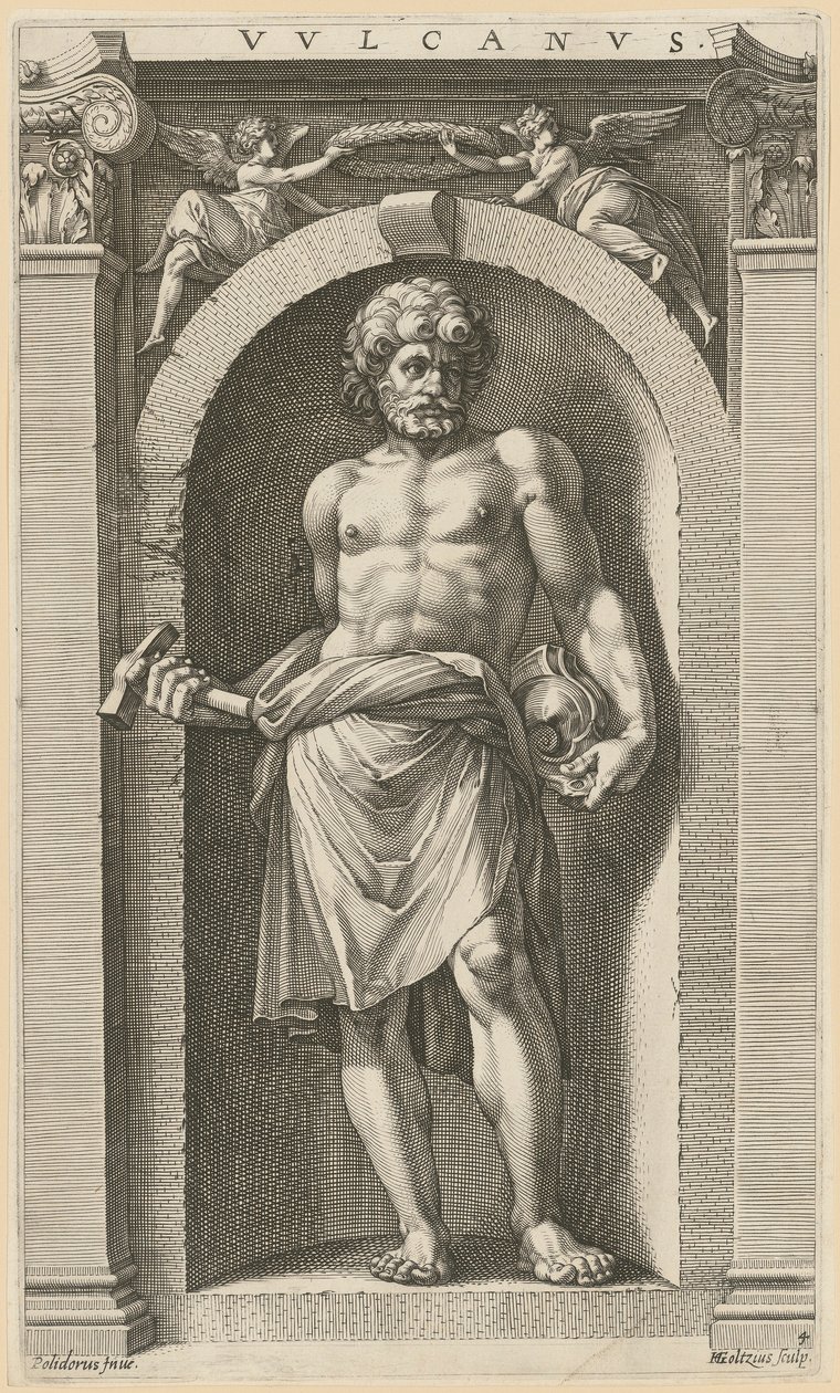 Vulkán, list 4 ze série „Osm antických božstev“ od Hendrick Goltzius