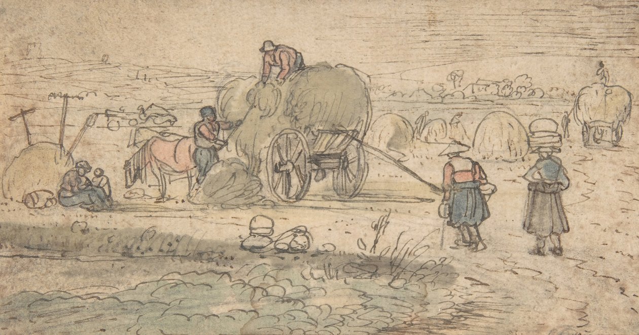 Rolníci nakládají seno, ca. 20. léta 17. století. od Hendrick. Hendrick Avercamp,Avercamp