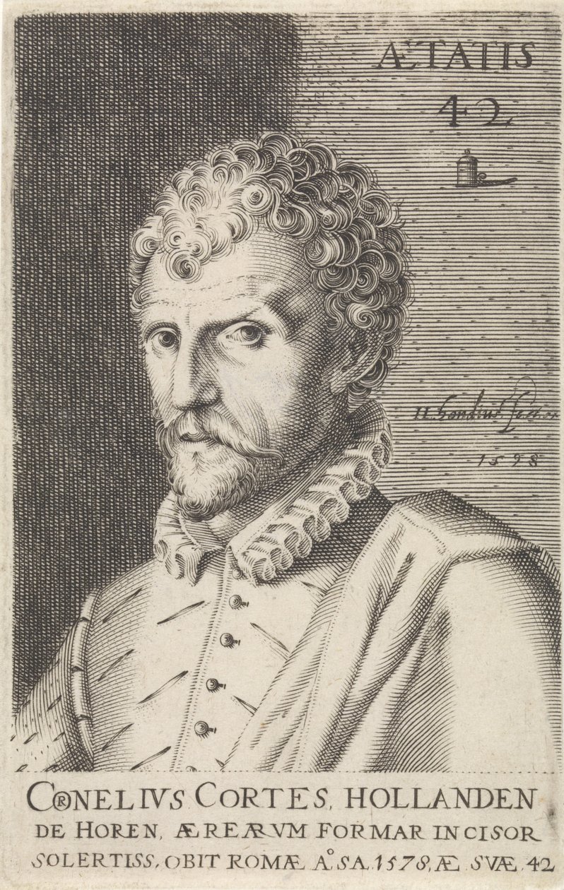 Portrét Cornelis Cort Slavní umělci (název série) od Hendrick Hondius (I)