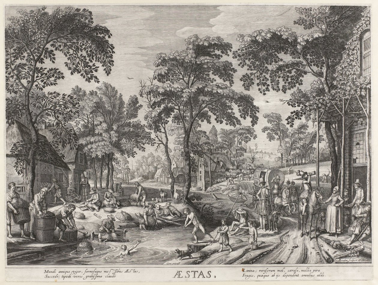 Léto, společnost u jezera Aestas (název na objektu) The Four Seasons (název série) od Hendrick Hondius (I)
