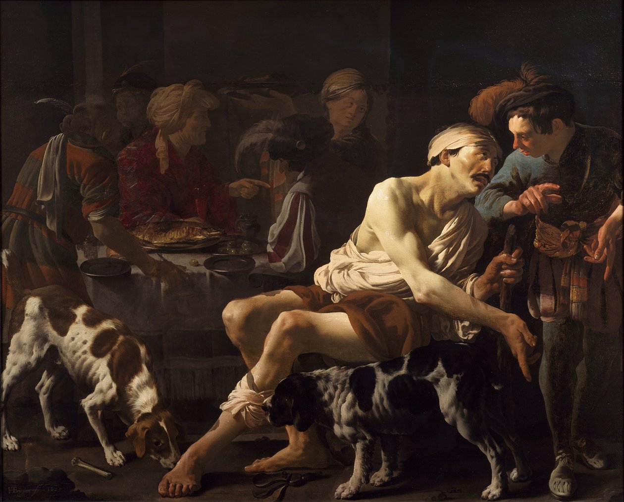 Bohatý muž a chudý Lazar, 1625 od Hendrick Jansz Terbrugghen