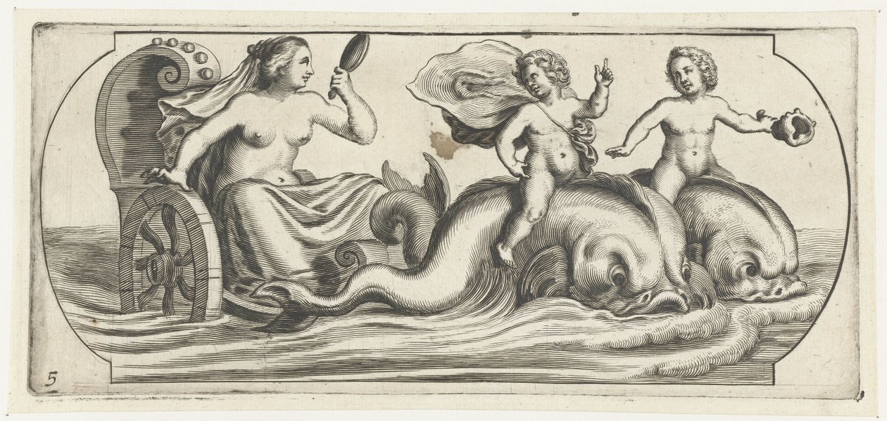 Amfitrit na voze Nouveau Livre des Dieux et Deeßes De la Marine Bouckje mořských bohů a bohyň (název série) od Hendrick de Keyser (I)