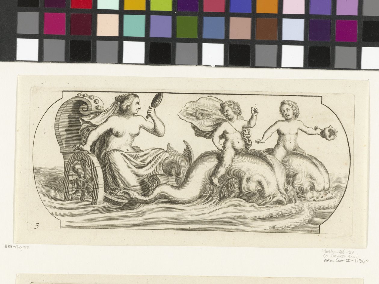 Amfitrit na voze Nouveau Livre des Dieux et Deeßes De la Marine Bouckje mořských bohů a bohyň (název série) od Hendrick de Keyser (I)