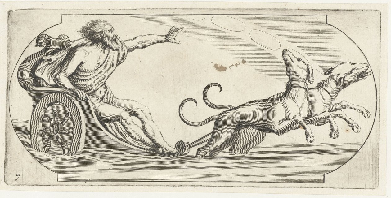 Mořský bůh na voze Nouveau Livre des Dieux et Deeßes De la Marine Bouckje mořských bohů a bohyň (název série) od Hendrick de Keyser (I)