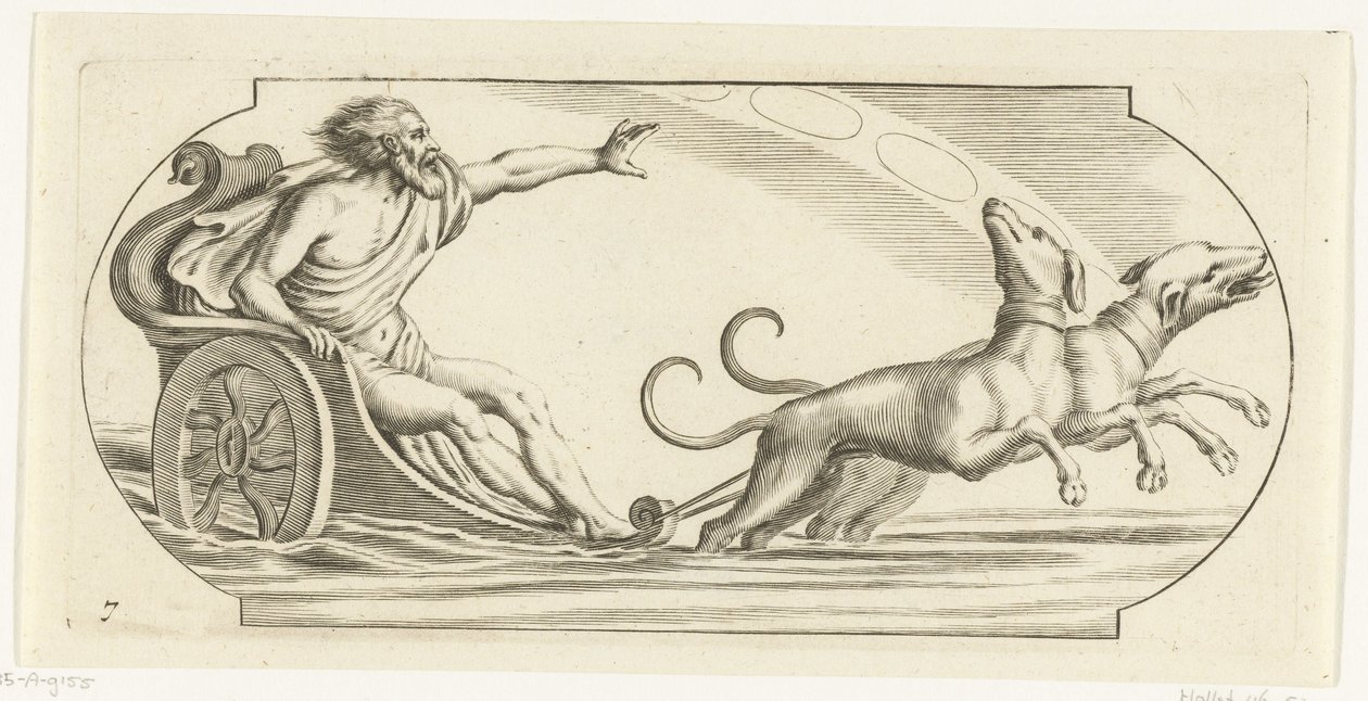 Pochod na voze Nouveau Livre des Dieux et Deeßes De la Marine Bouckje mořských bohů a bohyň (název série) od Hendrick de Keyser (I)