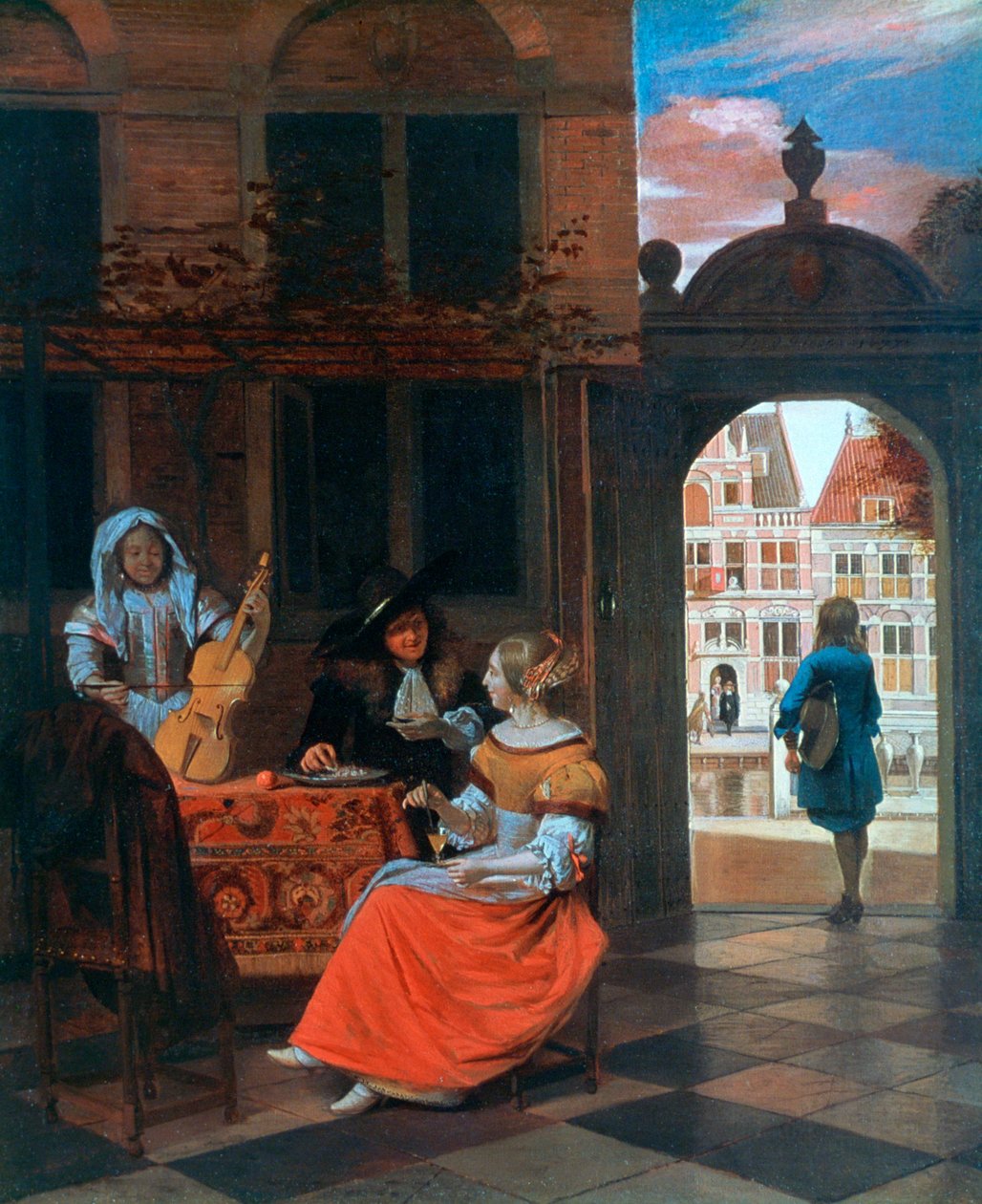„Hudební večírek na nádvoří“, 1677 od Hendrick de Keyser