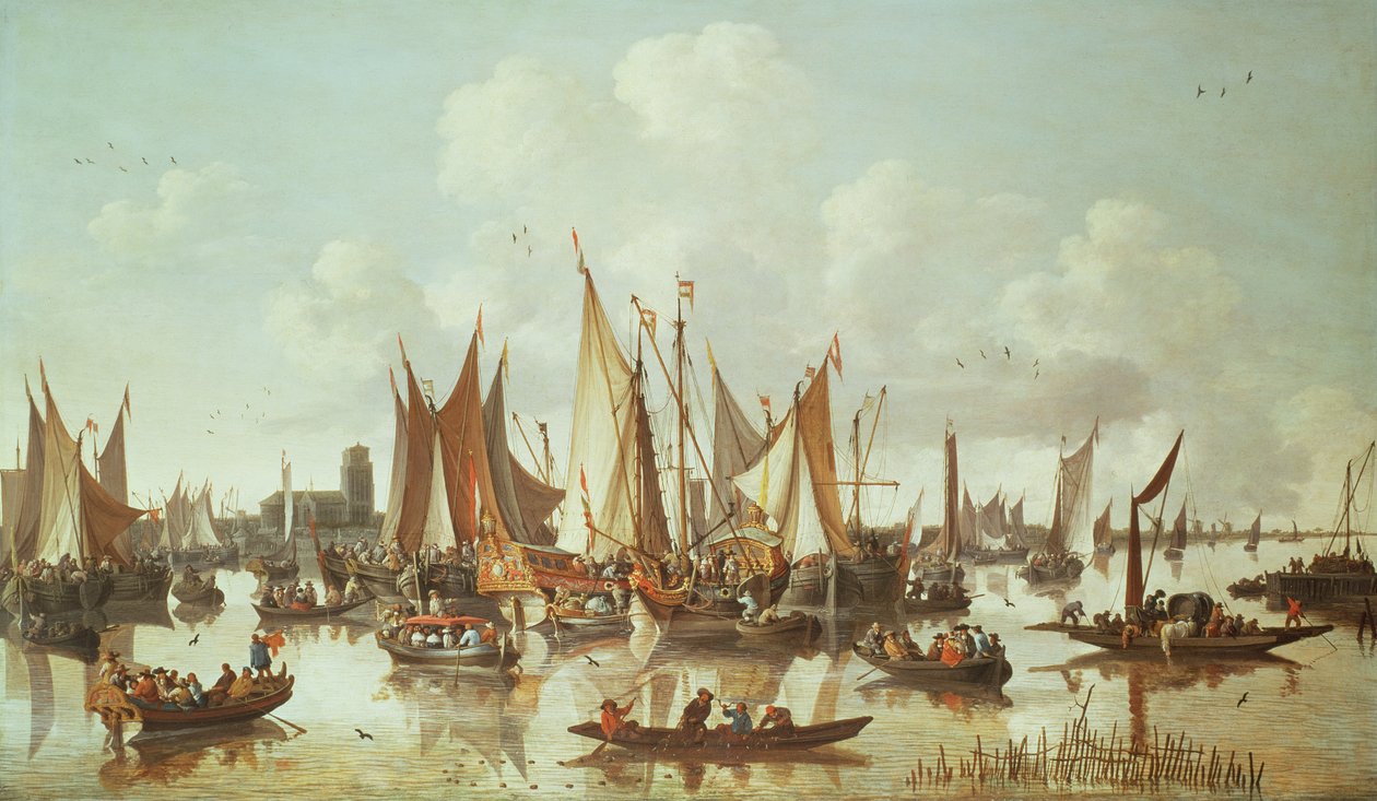 Holandské lodě v přístavu Dordrecht od Hendrick de Meyer