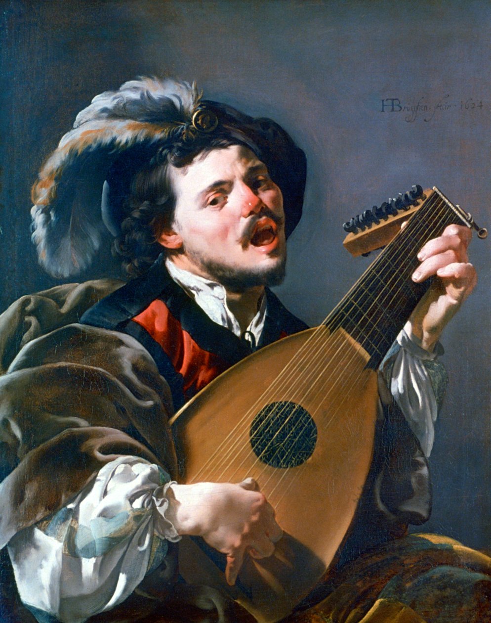 Muž hrající na loutnu, 1624 od Hendrick ter Brugghen
