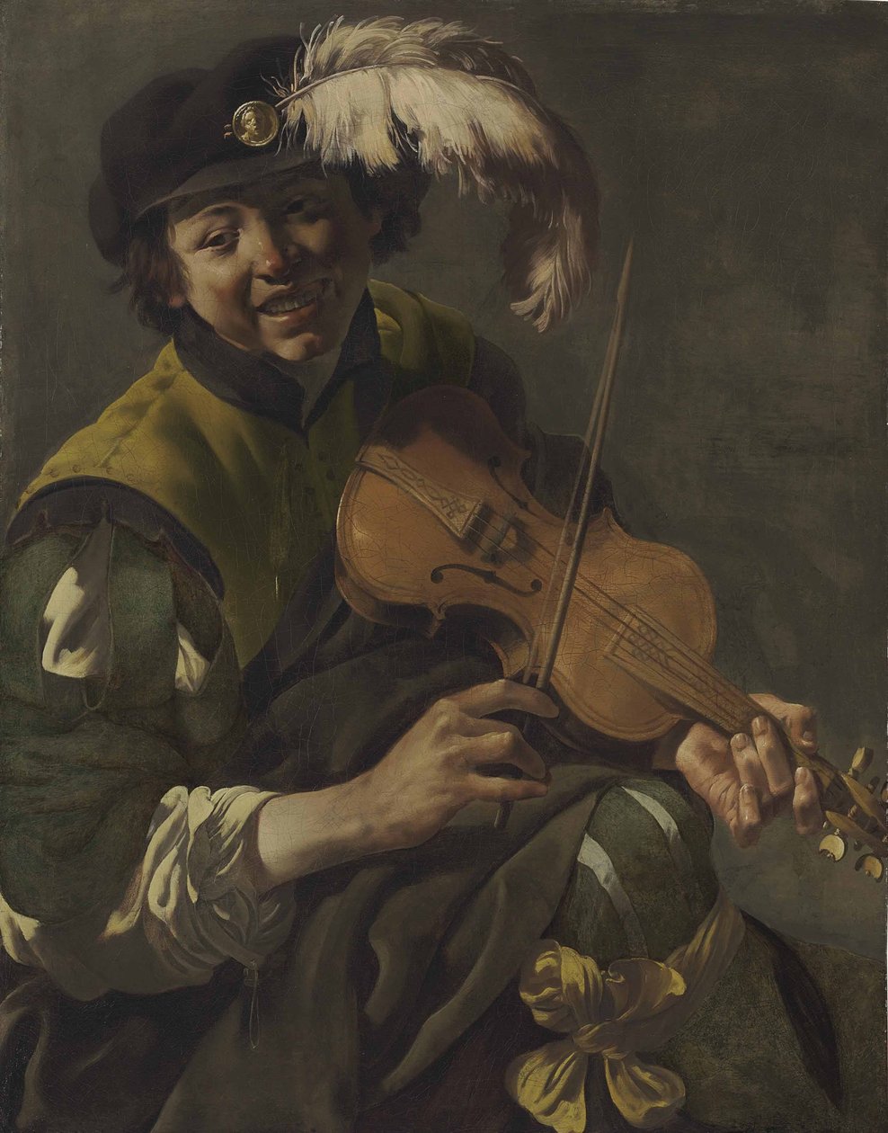 Mladík hrající na housle od Hendrick ter Brugghen