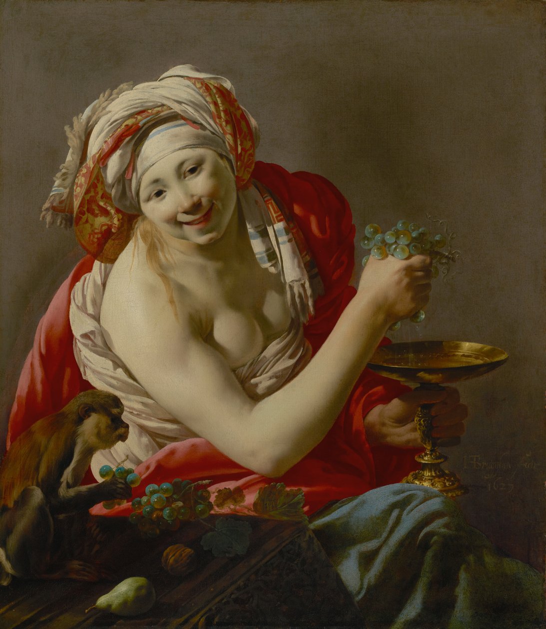 Bakchantka s opicí od Hendrick ter Brugghen