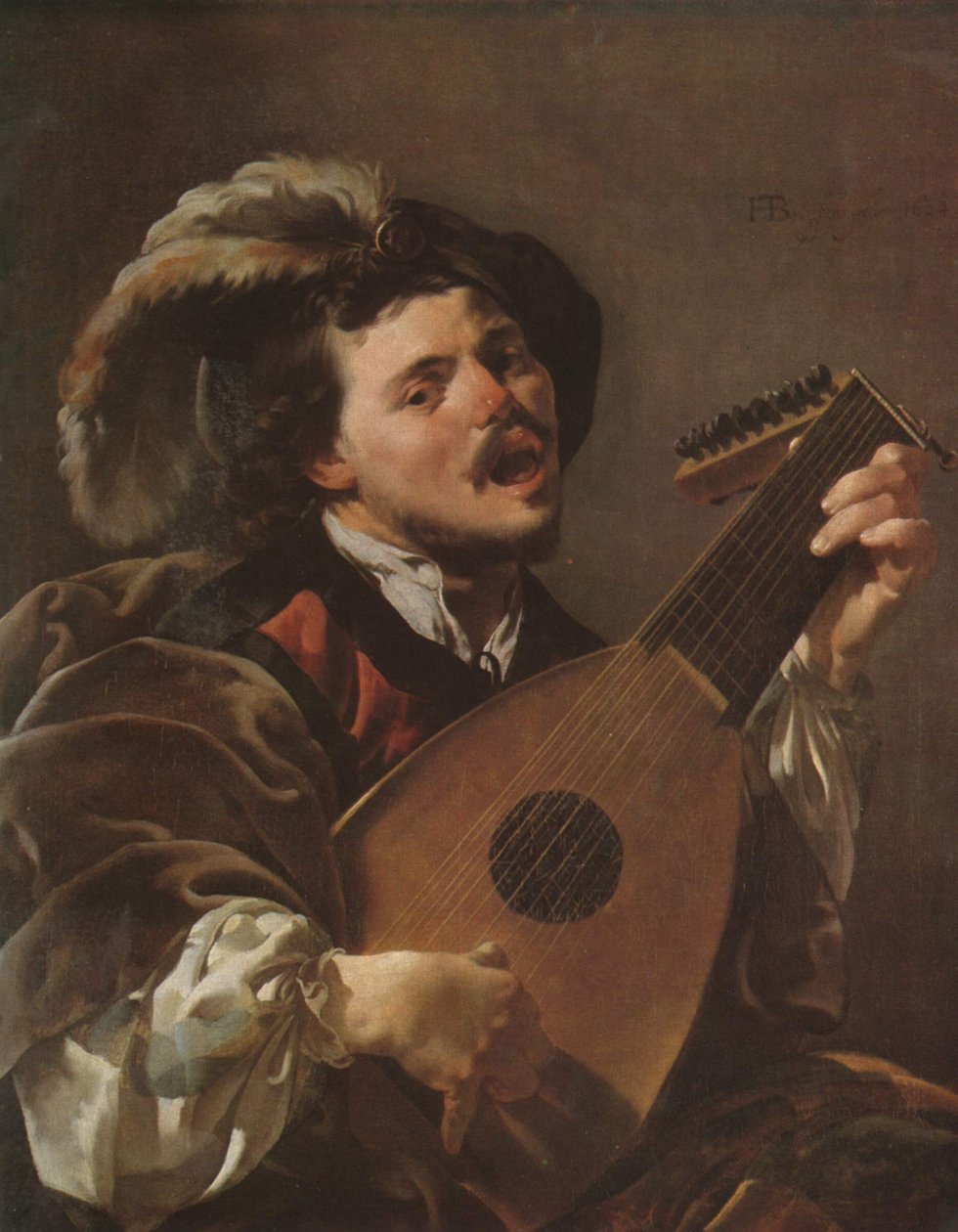 Nizozemsky: Zingende lute spelen man Muž hrající na loutnu od Hendrick ter Brugghen