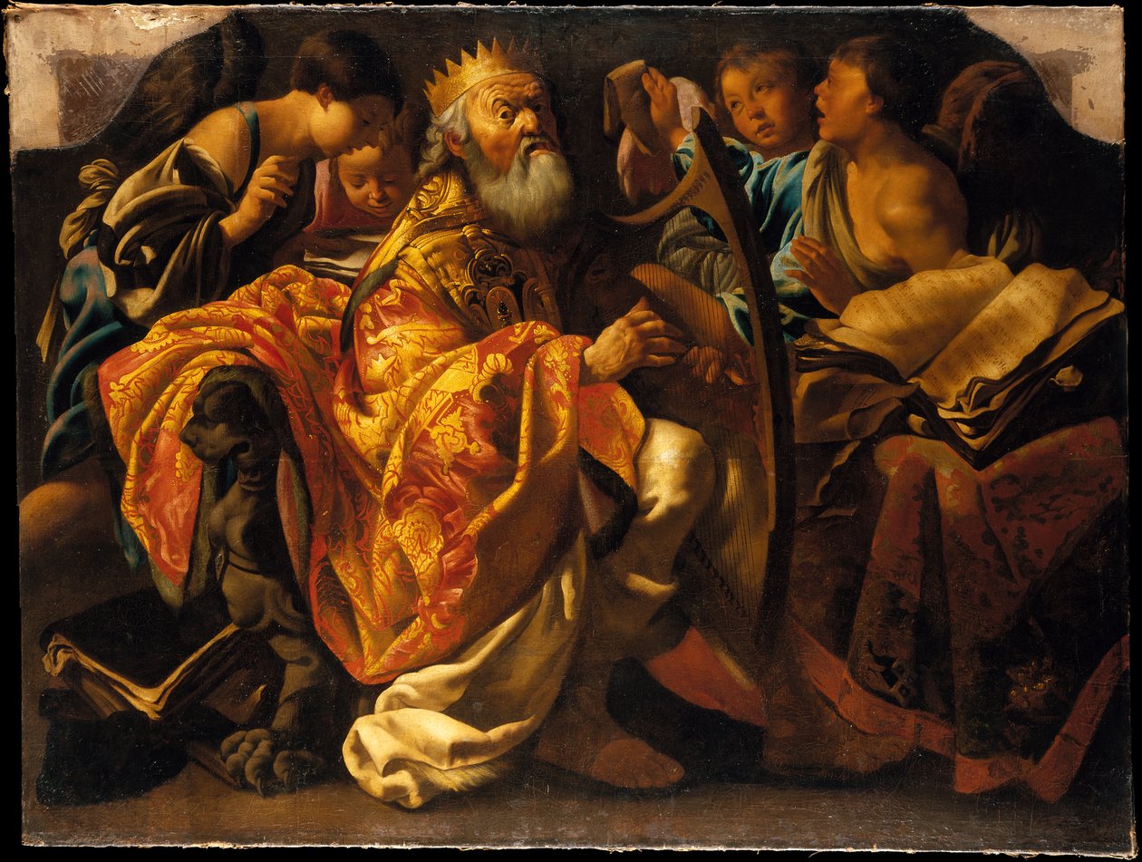 Král David hrající na harfu od Hendrick ter Brugghen
