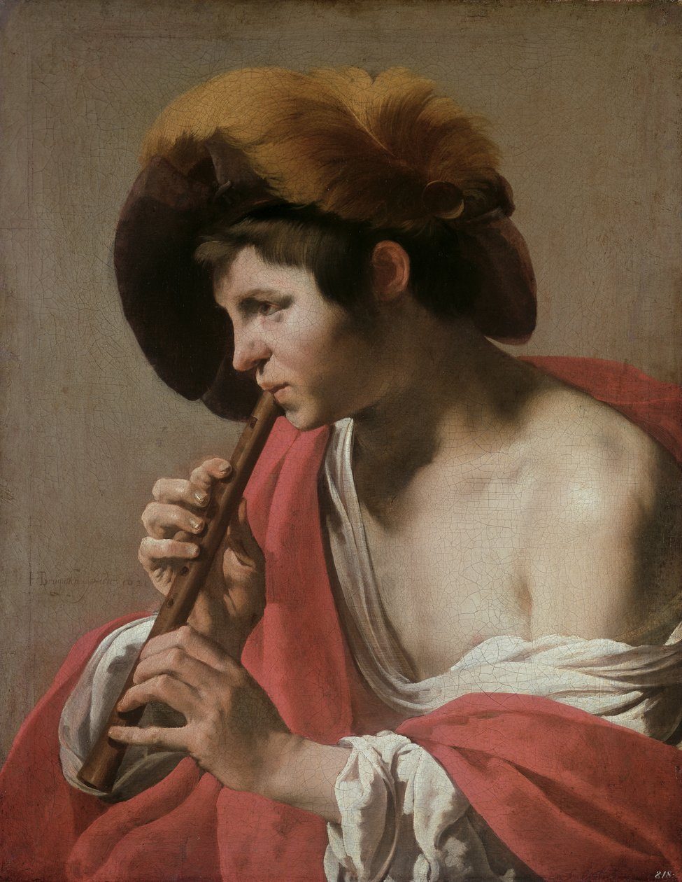 Knave hraje na zobcovou flétnu, 1621 od Hendrick ter Brugghen