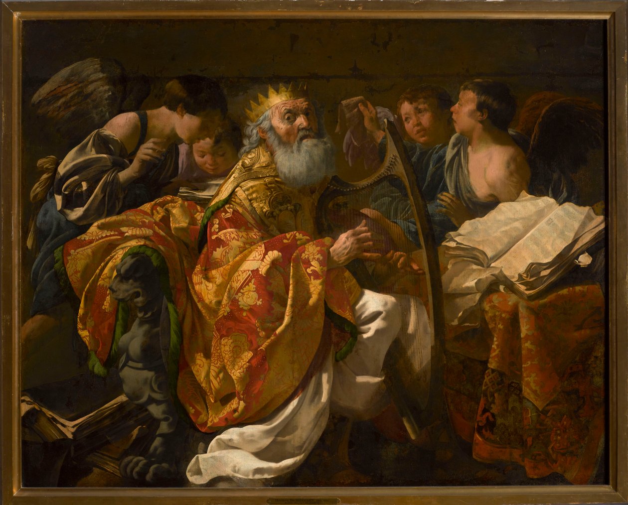 Král David hrající na harfu obklopen anděly od Hendrick ter Brugghen