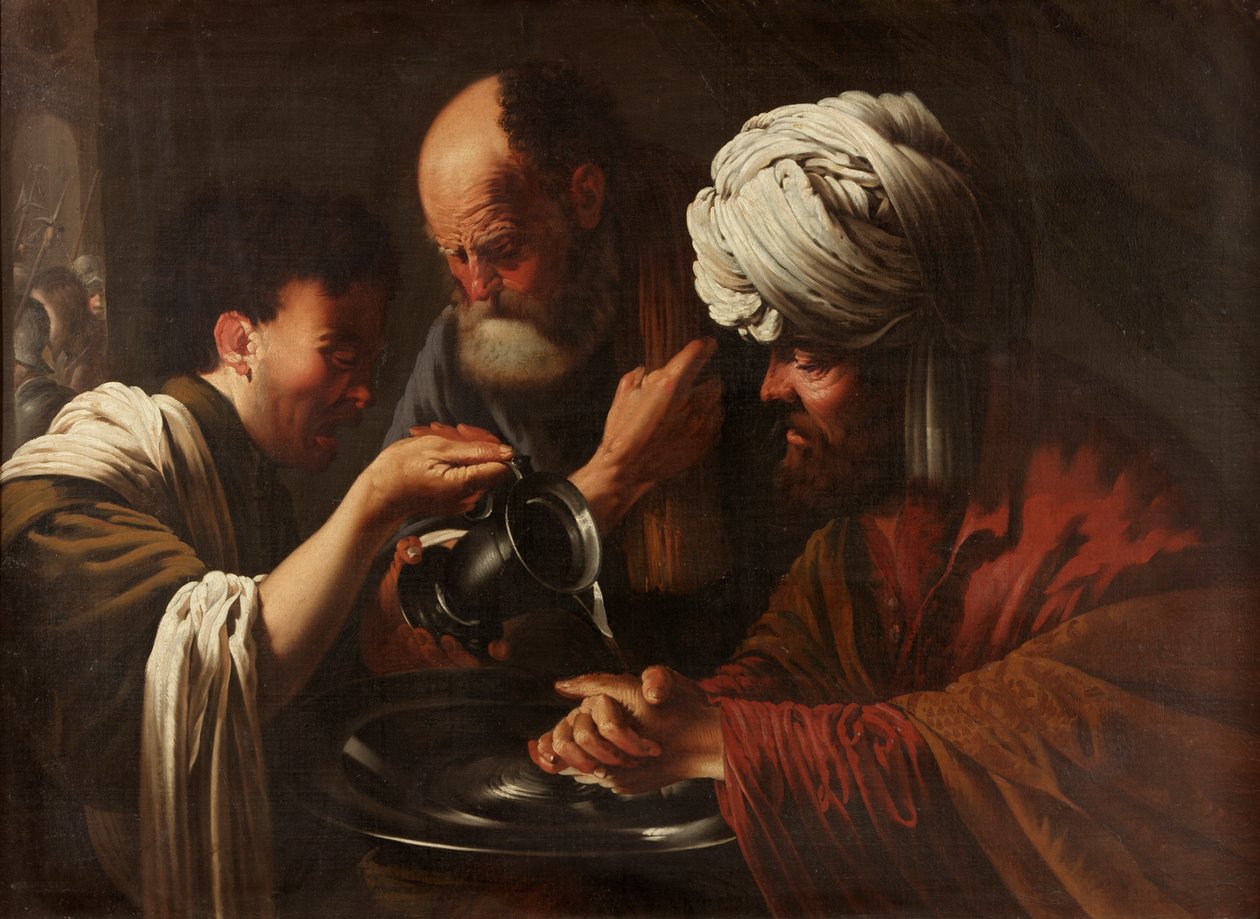 Pilát si myje ruce, kolem 1615-1628 od Hendrick ter Brugghen