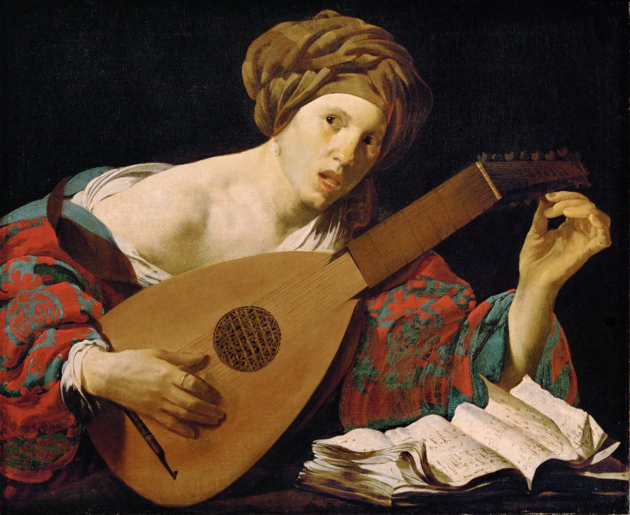 Loutnista - Hendrick Jansz Terbrugghen (ter Brugghen) (1588-1629). Olej na plátně, cca 1627. Rozměr : 71x85 cm. Uměleckohistorické muzeum, Vienne od Hendrick ter Brugghen