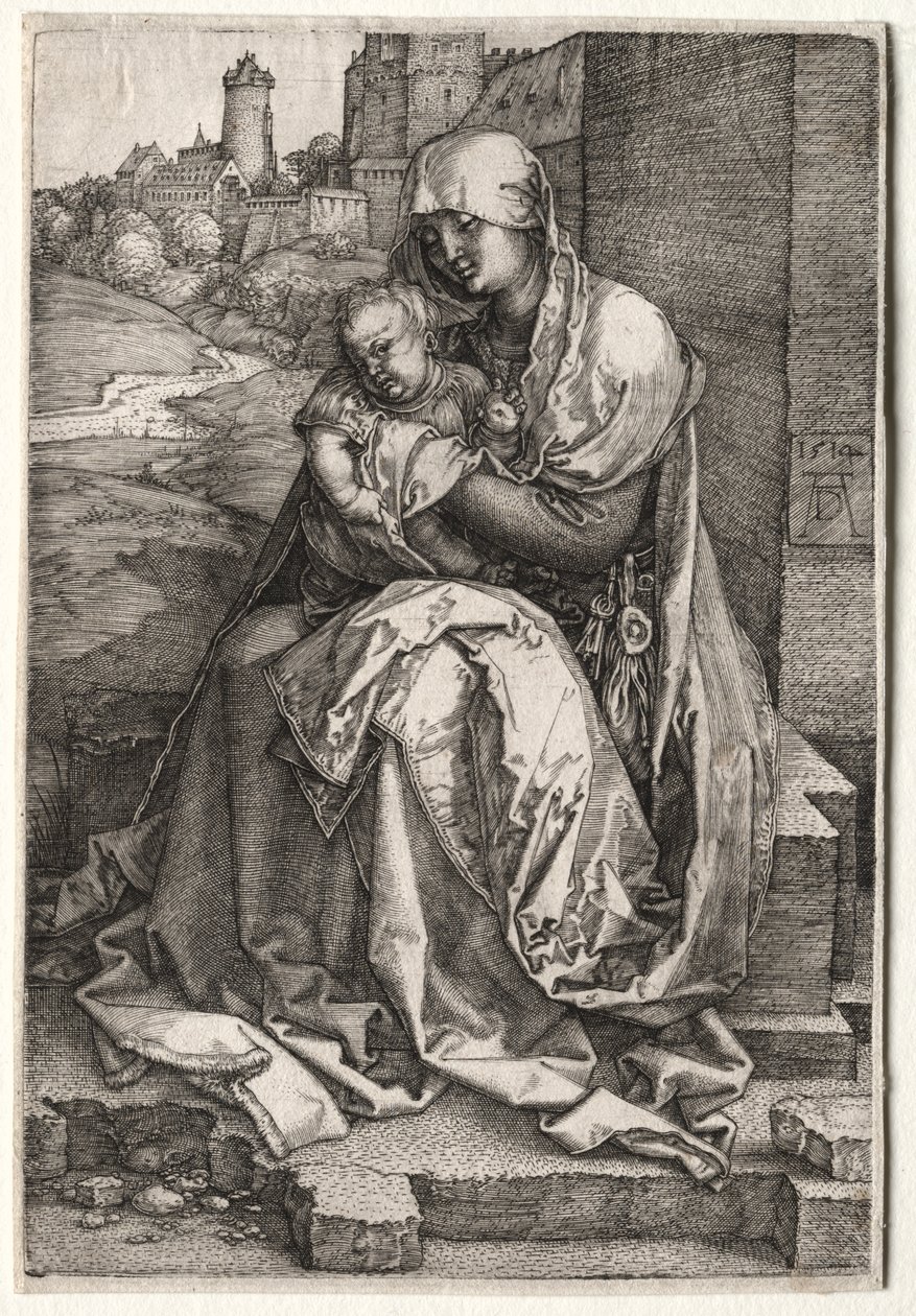 Panna a dítě sedící u zdi od Hendrick ter Brugghen