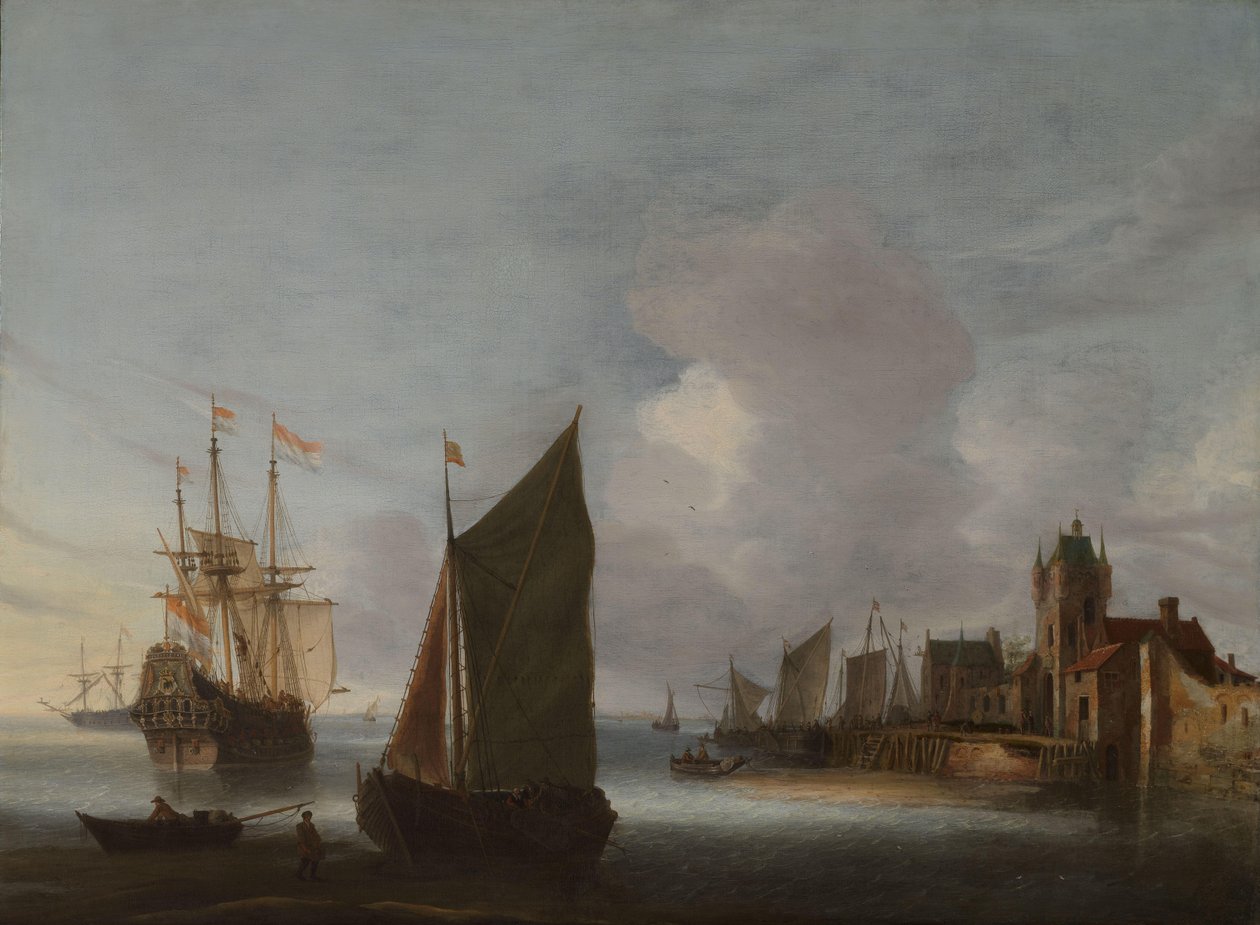 Lodě poblíž Zierikzee se Zuidhavenpoortem v pozadí od Hendrick van Anthonissen