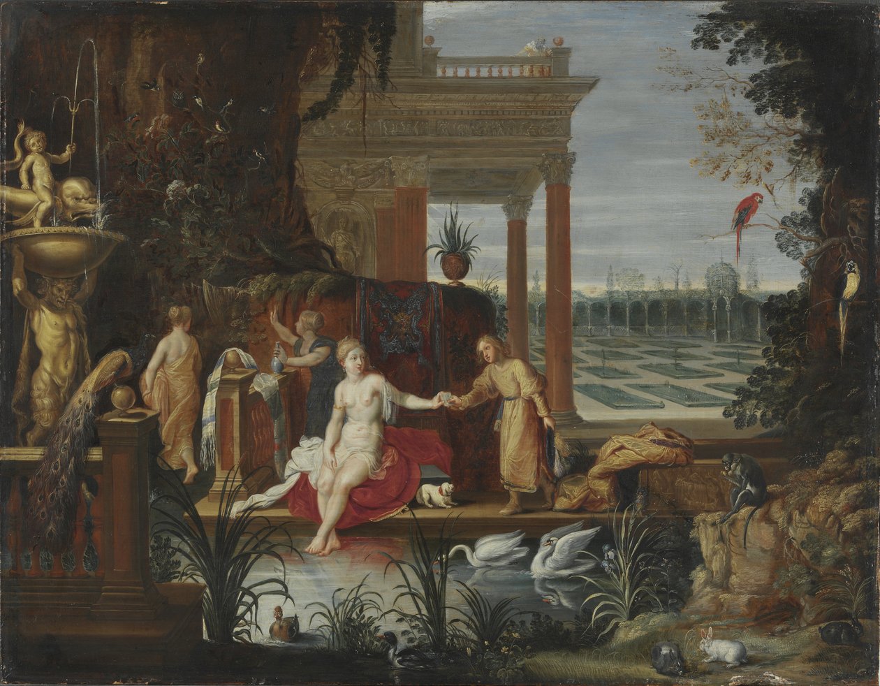 Batsheba v lázni Přijetí dopisu od krále Davida, kolem roku 1600 od Hendrick van Balen
