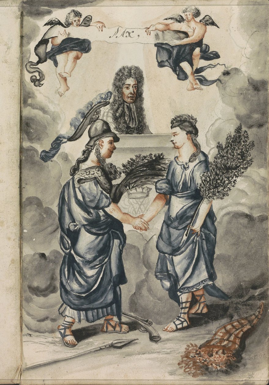 William III dohlíží na spojenectví mezi moudrostí a mírem od Hendrick van Beaumont