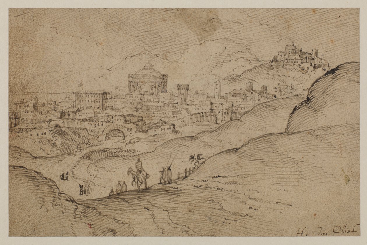 Krajina s výhledem na město, 16. století od Hendrick van Cleve