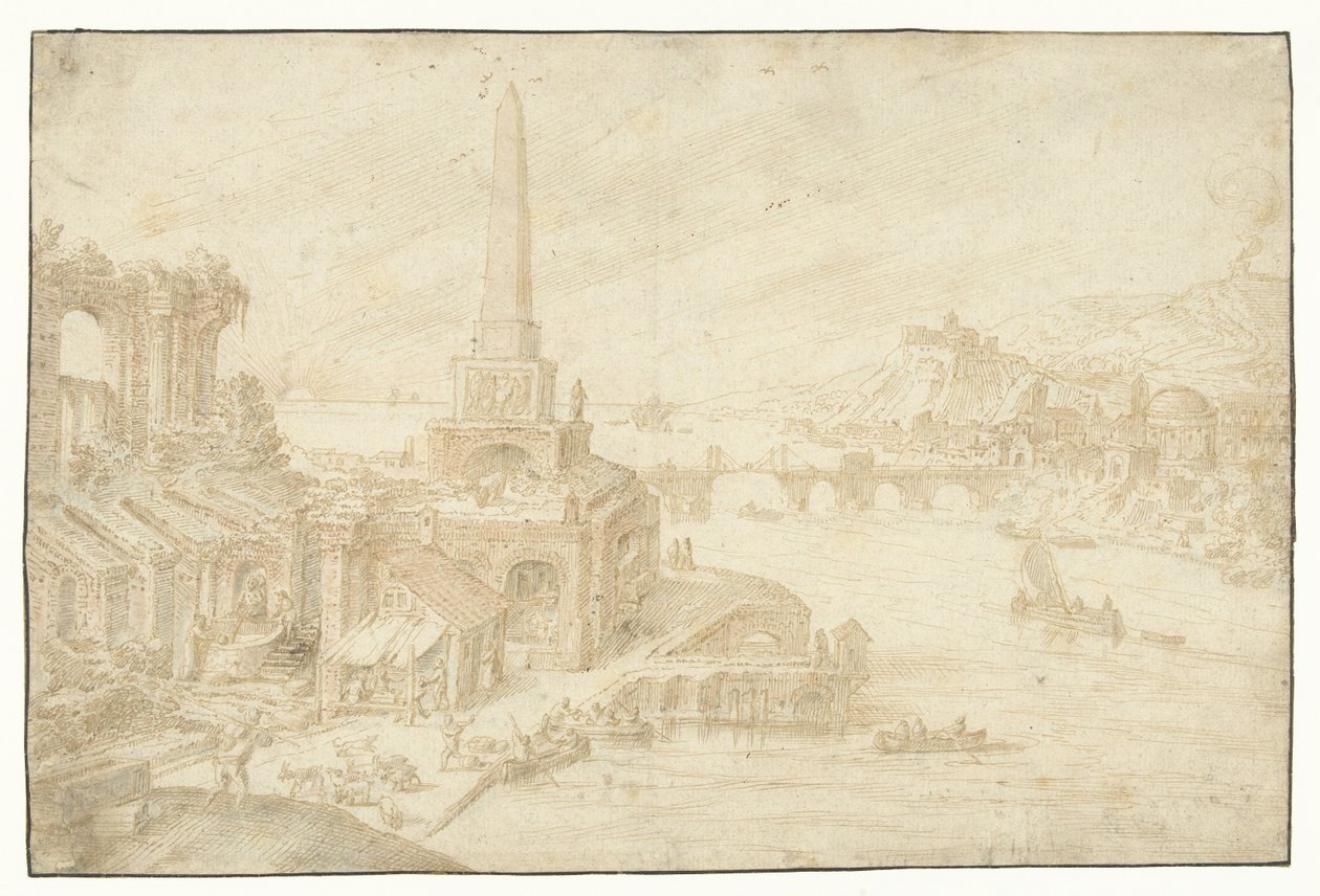Zřícenina Obelisk naast Regiony, venkov, Fundorum (...) (název série) od Hendrick van Cleve
