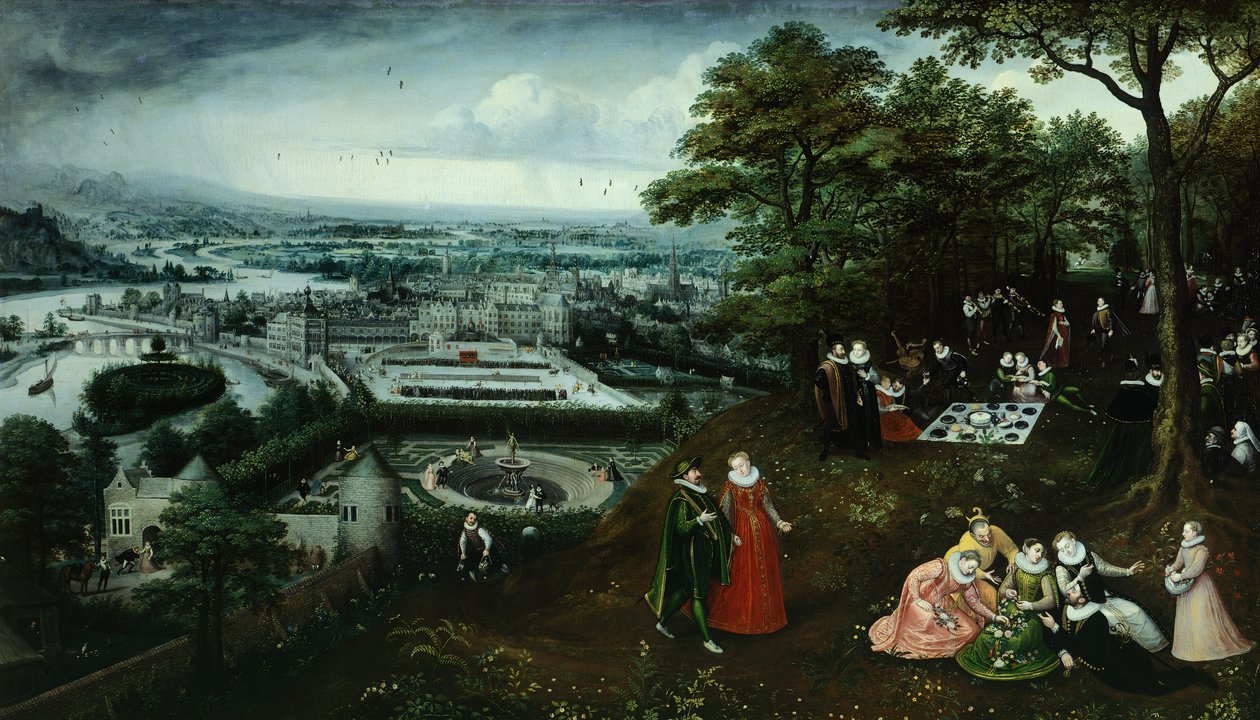 Detail krajiny na jaře, Lucas van Valkenborch (asi 1530-1597) od Hendrick van den (1530-97) Broeck