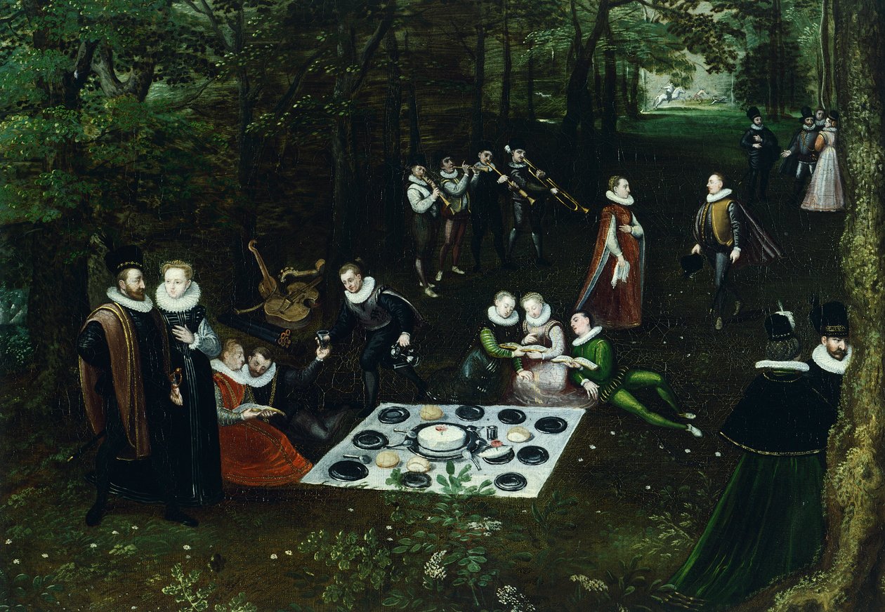 Krajina na jaře, Lucas van Valkenborch (cca 1530-1597), Detail od Hendrick van den (1530-97) Broeck