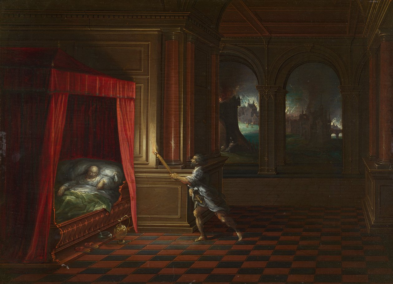 Aeneas zachraňuje Anchise z hořící Tróje od Hendrick van the younger Steenwijck