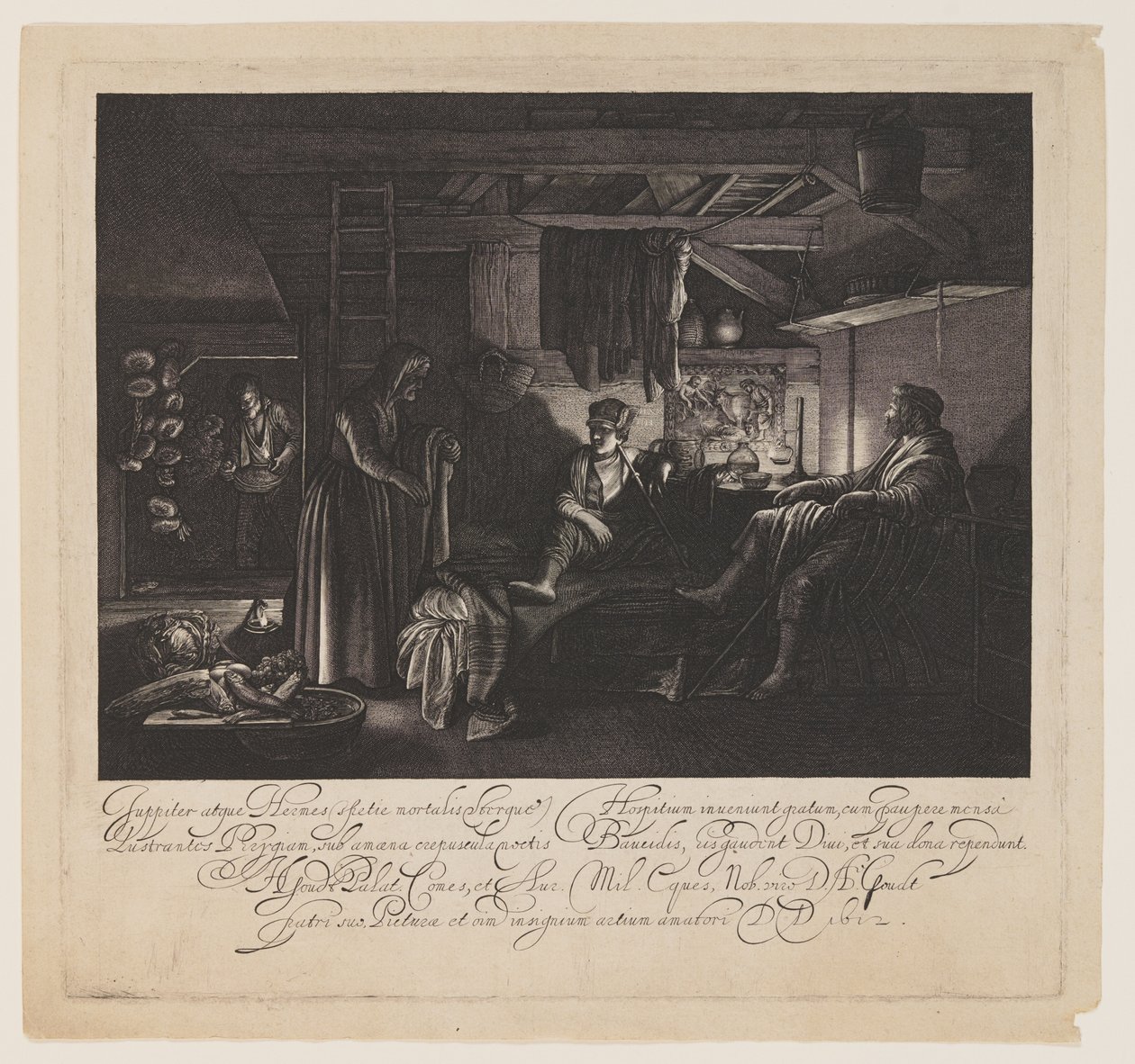 Jupiter a Merkur v domě Filemona a Baucis od Hendrick von Goudt