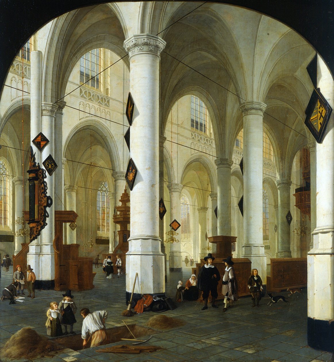 Interiér kostela Oude Kerk v Delftu od Hendrik Cornelisz. van Vliet
