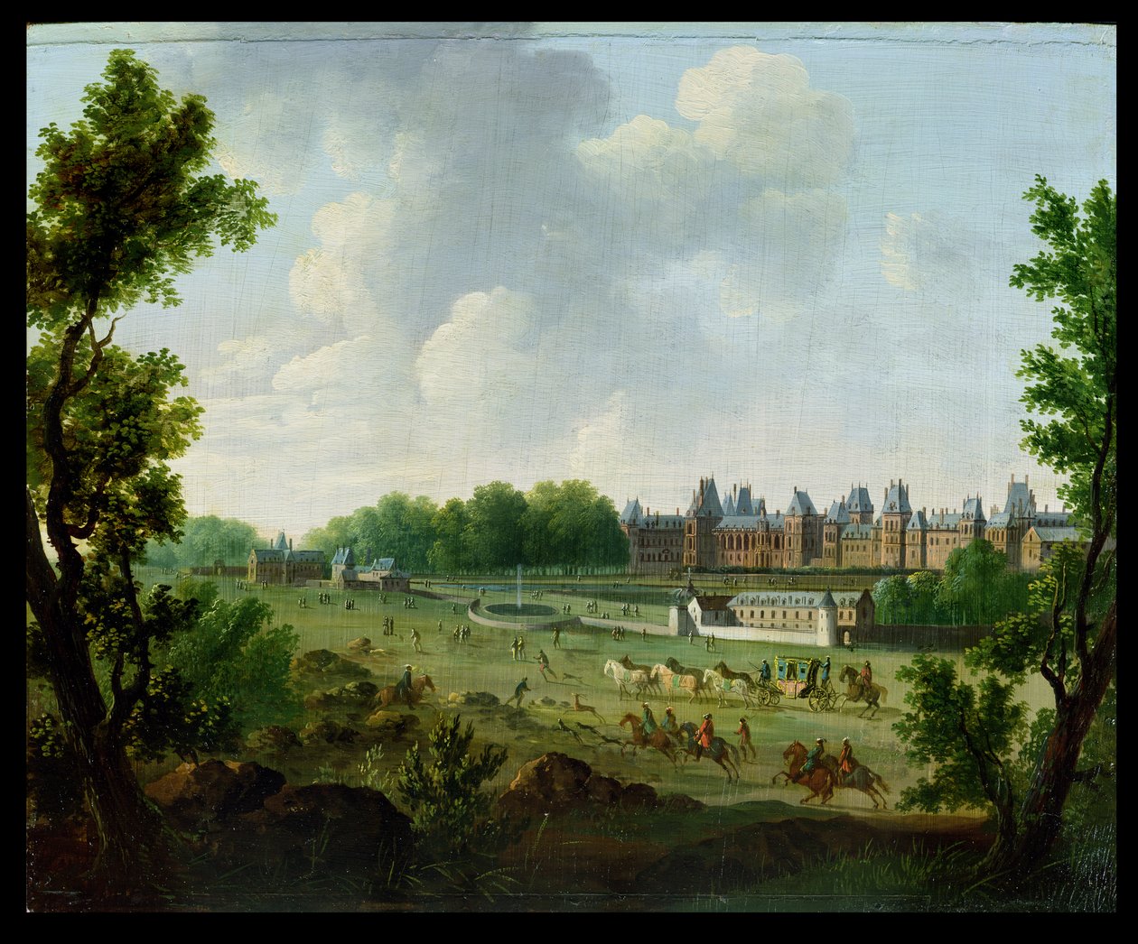 Pohled na královský palác ve Fontainebleau od Hendrik Frans de Cort