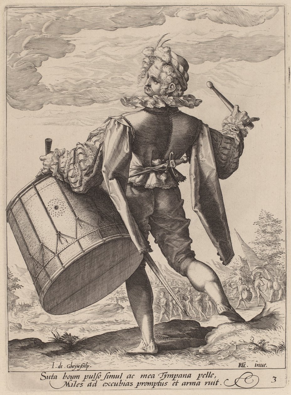 Bubeník, rytý Jacques II de Gheyn, 1587 (rytina na položený papír) od Hendrik Goltzius