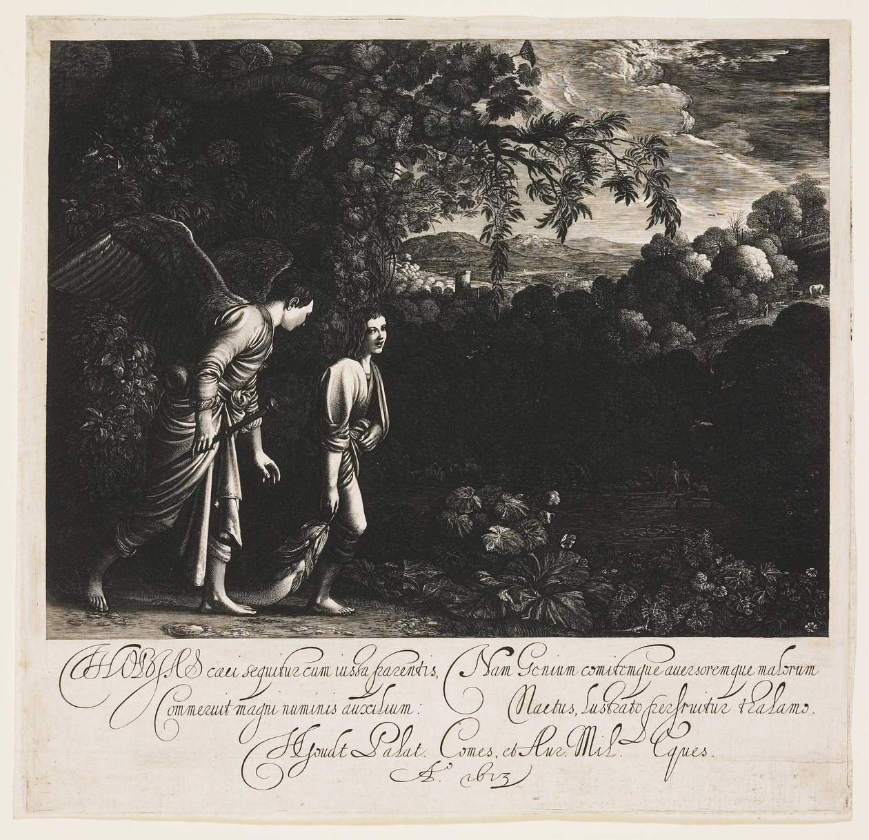 Tobiáš a anděl, 1613 od Hendrik Goudt