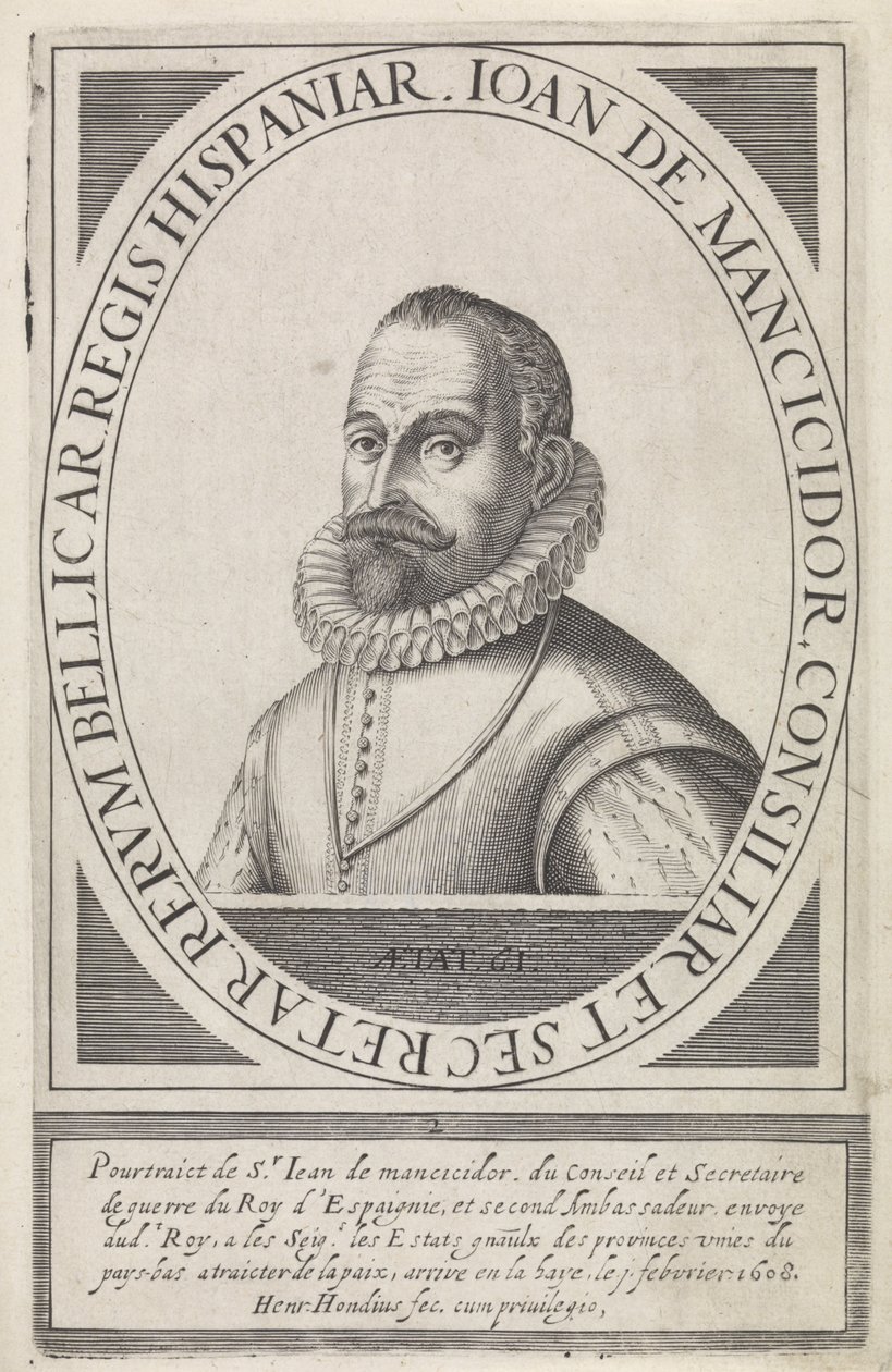 Juan de Mancicidor, z knihy Belgiae Pacificatorum Vera Delineatio (1608) od Hendrik I Hondius