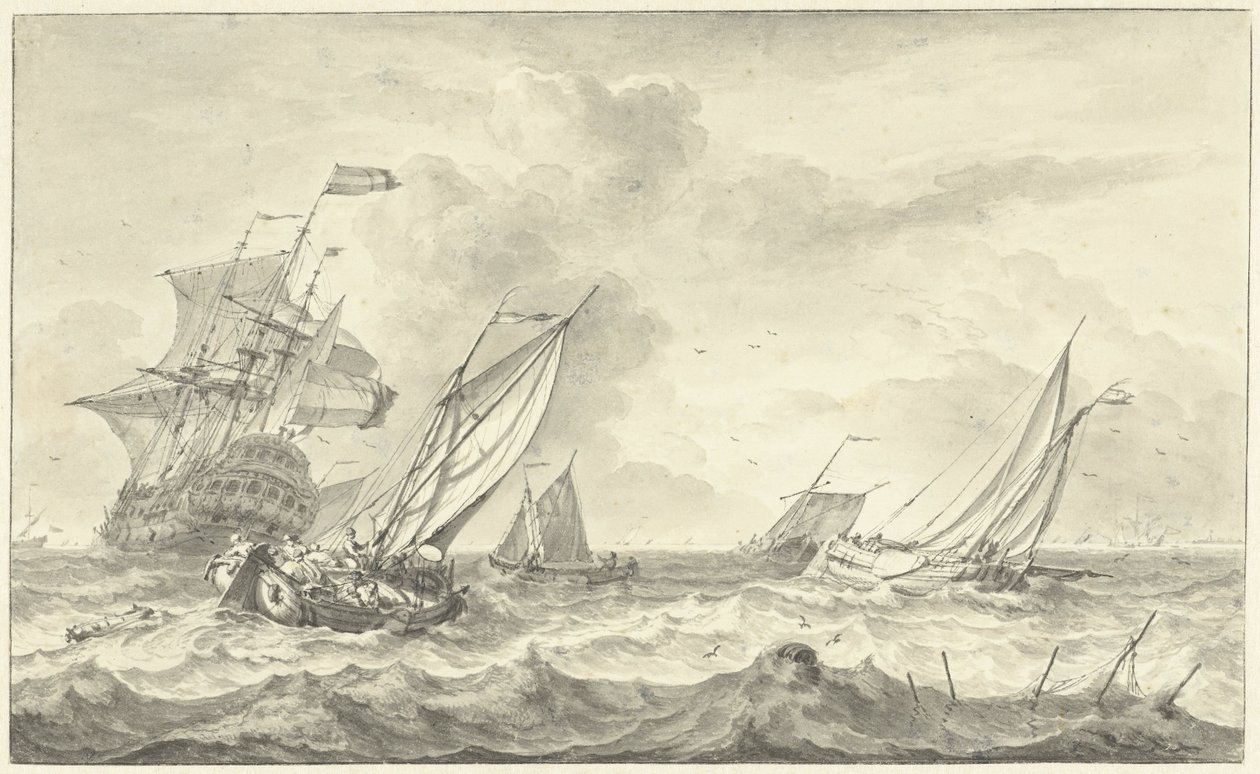 Seascape (kresba) od Hendrik Rietschoof