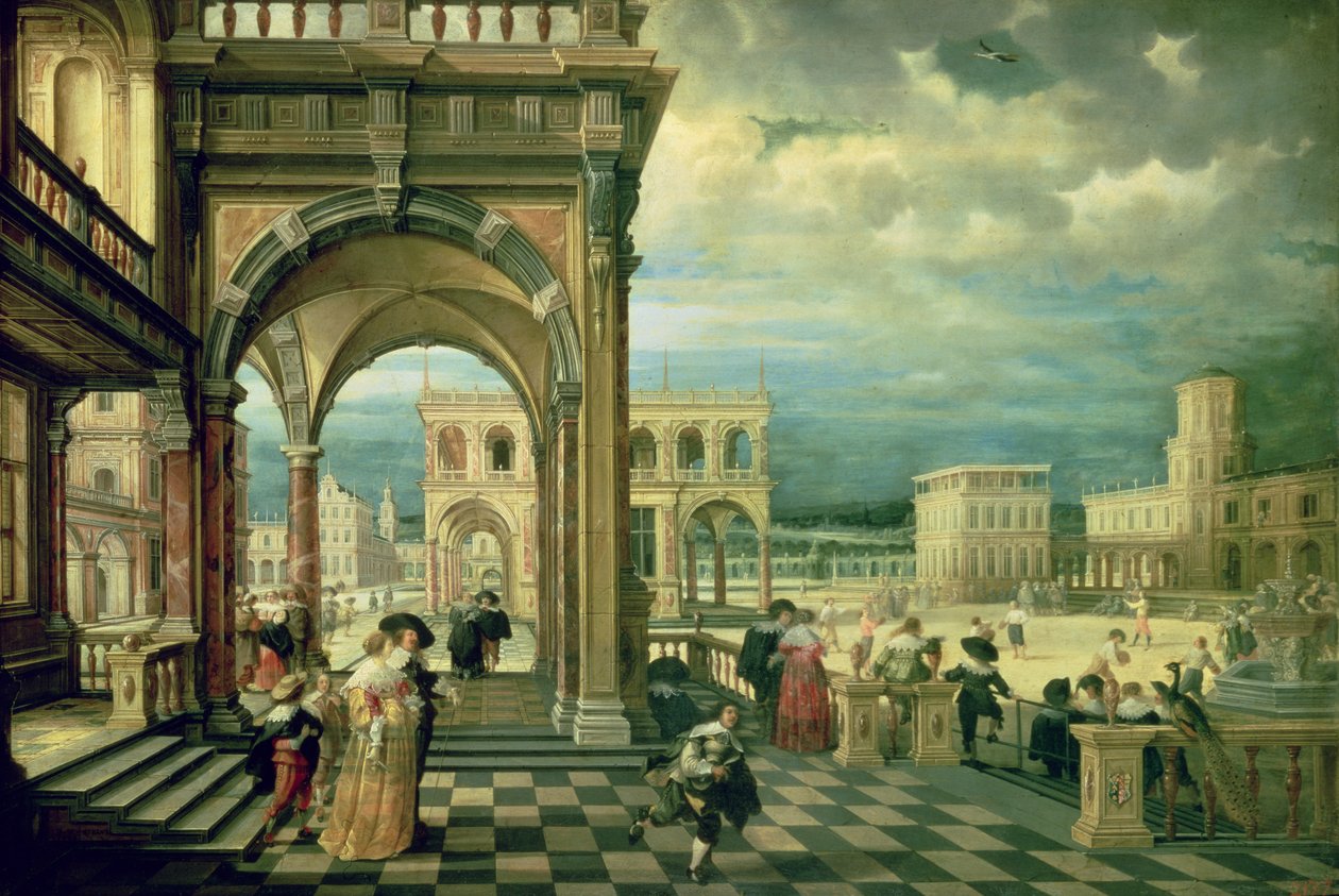 Italský palác, 1623 (olej na mědi) od Hendrik the Younger Steenwyck
