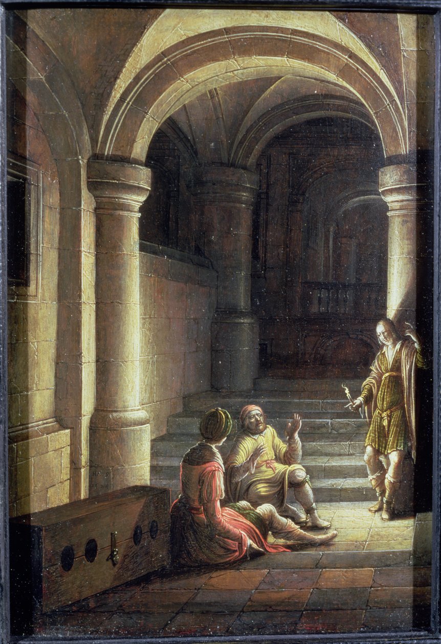 Josef ve vězení vykládající sny pekaře a komorníka, 1624 od Hendrik the Younger Steenwyck