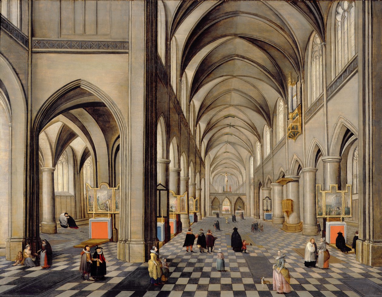 Interiér gotického kostela od Hendrik the Younger Steenwyck
