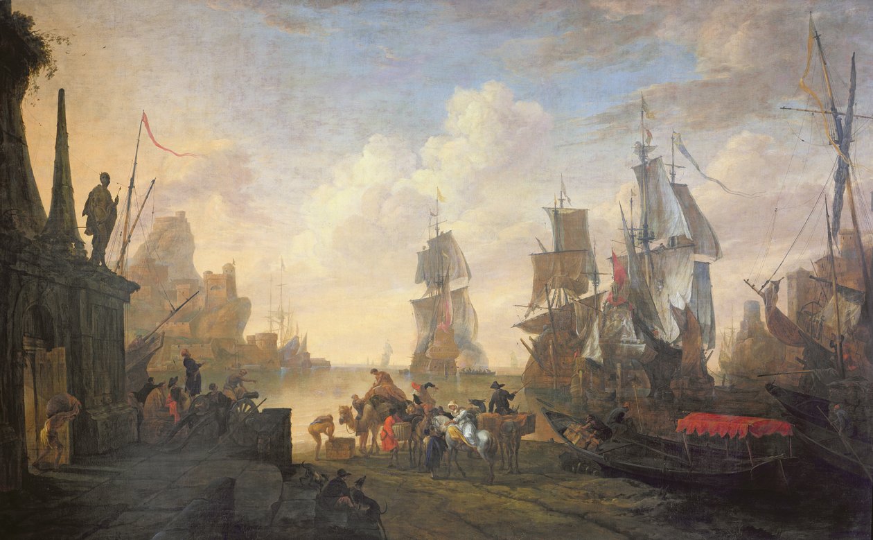 Pohled na přístav v Levantě, 1670 od Hendrik van Minderhout
