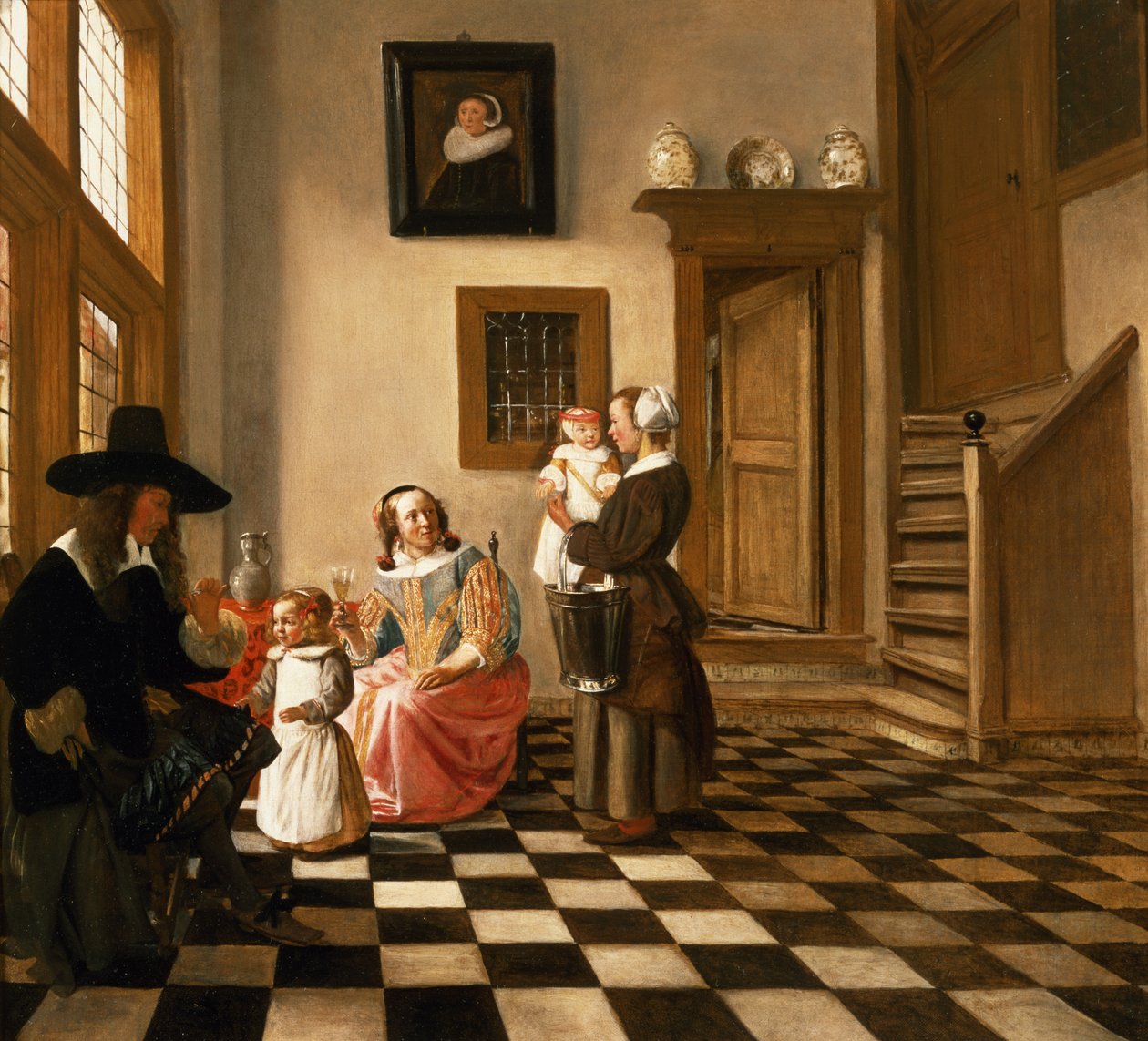 Rodina v interiéru od Hendrik van der Burgh